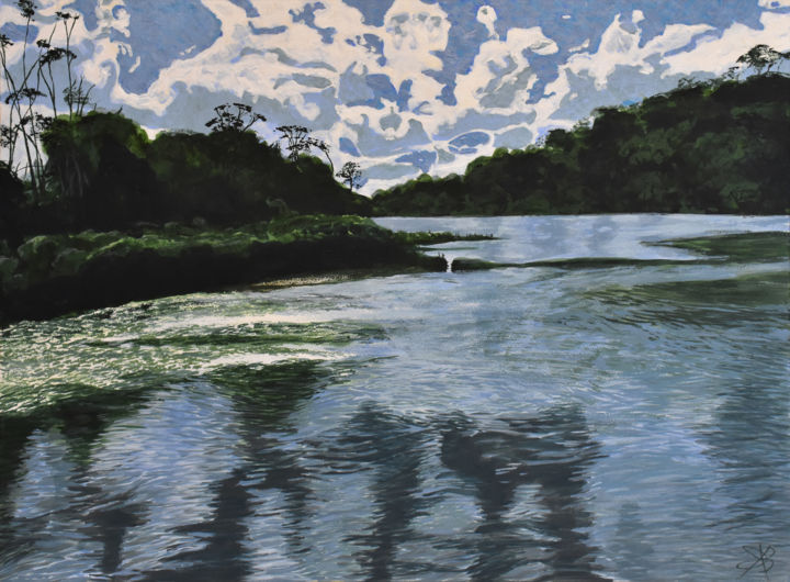 Peinture intitulée "The Ford at Scoutla…" par Brett Buckley, Œuvre d'art originale, Acrylique Monté sur Panneau de bois