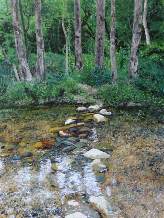 Schilderij getiteld "Northbrook Creek, F…" door Brett Buckley, Origineel Kunstwerk, Acryl