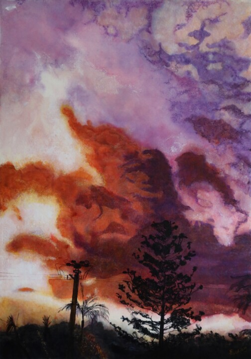 Pintura titulada "Power Sky" por Brett Buckley, Obra de arte original, Acrílico Montado en Panel de madera