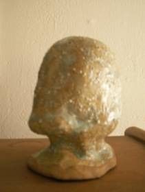 Sculpture titled "The Blank Face" by Brey, Original Artwork, Ceramics
