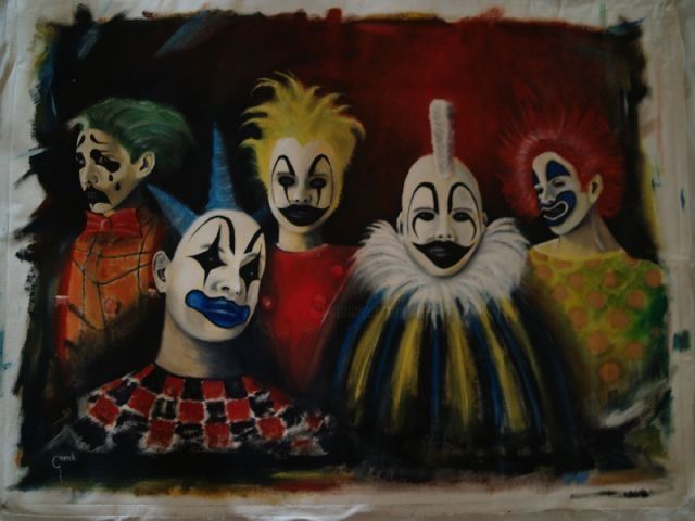 Ζωγραφική με τίτλο "Sadly clowns" από Mariusz Gmerek, Αυθεντικά έργα τέχνης