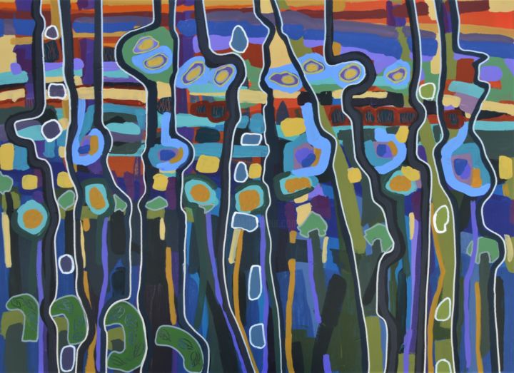 Painting titled "Reeds and Weeds" by Brian Lockett, Original Artwork, Acrylic