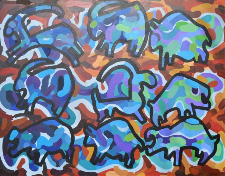 Pintura titulada "Hunting Art Animals" por Brian Lockett, Obra de arte original, Acrílico