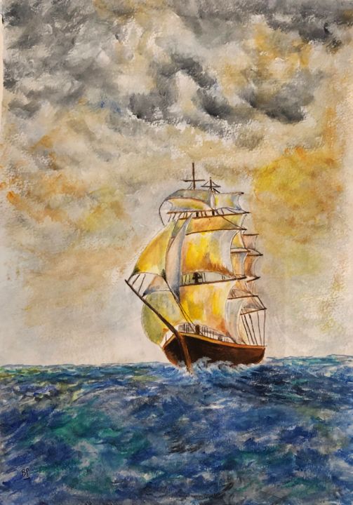 Painting titled "Open Sea" by Brian Pounder, Original Artwork, Acrylic