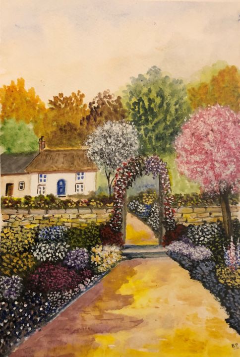 Peinture intitulée "Village Living" par Brian Pounder, Œuvre d'art originale, Acrylique