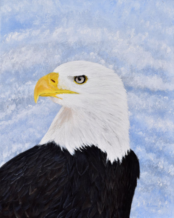 Painting titled "Bald Eagle Portrait" by Brian Sloan, Original Artwork, Acrylic