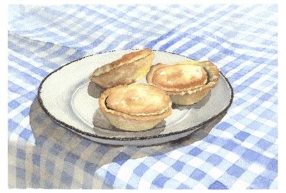 Schilderij getiteld "Maureen's mince pies" door Brian Smalley, Origineel Kunstwerk