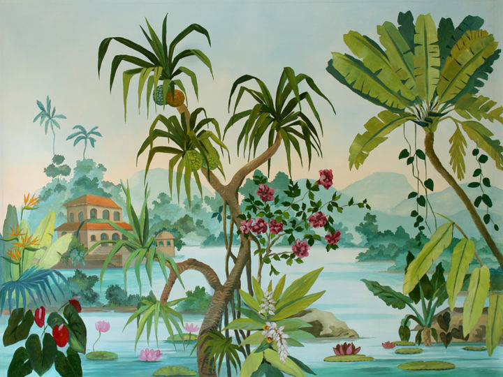 Malerei mit dem Titel "étang-st-paul-chino…" von Les Décors Des Mers Du Sud, Original-Kunstwerk