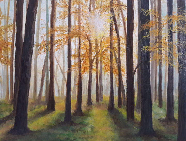 Peinture intitulée "Forest.jpg" par Dana Brideová, Œuvre d'art originale, Acrylique