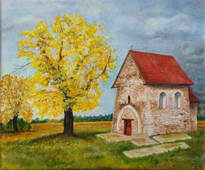 Painting titled "Church.jpg" by Dana Brideová, Original Artwork, Acrylic