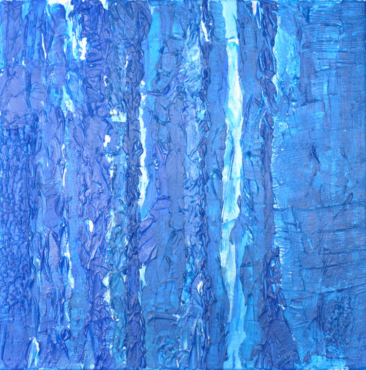 Painting titled "En bleu" by Bridg', Original Artwork, Acrylic Mounted on Wood Stretcher frame