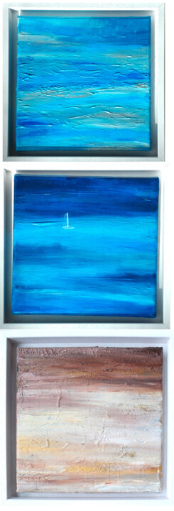 Painting titled "Ocean view 2" by Bridg', Original Artwork, Acrylic Mounted on Wood Stretcher frame