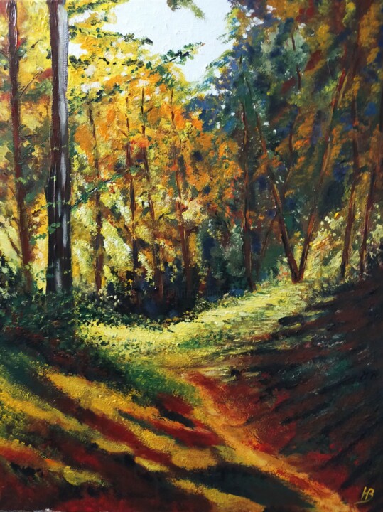 「Automne en forêt 2」というタイトルの絵画 Hubert Bridouxによって, オリジナルのアートワーク, アクリル