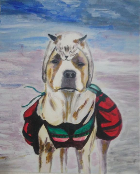 Pintura intitulada "chien bien chargé" por Brigitte Didier (Biche), Obras de arte originais, Acrílico