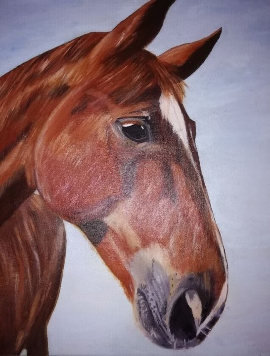 Peinture intitulée "le cheval de Karine" par Brigitte Didier (Biche), Œuvre d'art originale, Huile