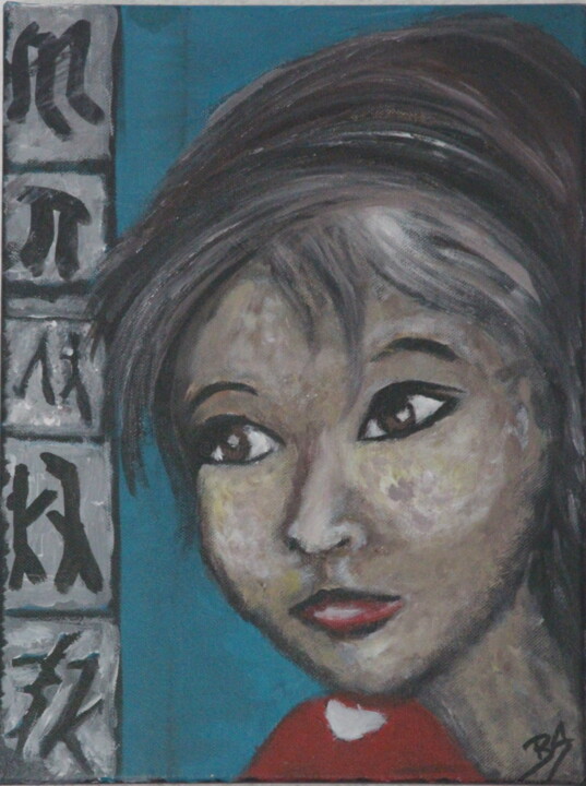 Schilderij getiteld "Fillette  "MANGA"" door Brigi'Art, Origineel Kunstwerk, Acryl