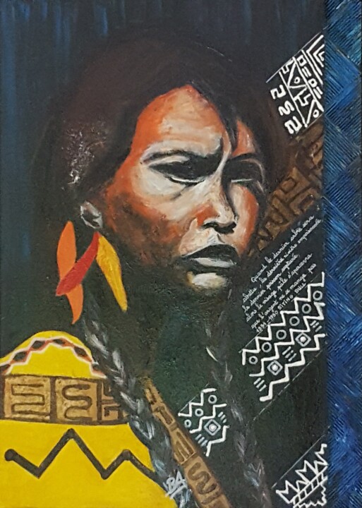 Schilderij getiteld "Indienne WAKANDA, P…" door Brigi'Art, Origineel Kunstwerk, Acryl