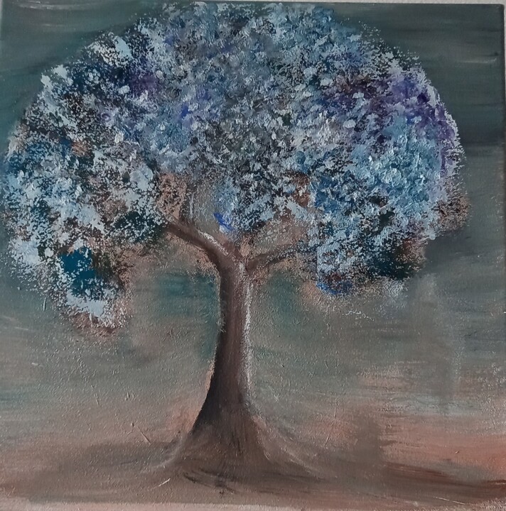 「arbre bleu」というタイトルの絵画 Brigi'Artによって, オリジナルのアートワーク, アクリル