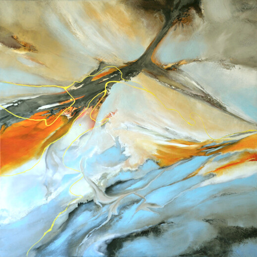 Malerei mit dem Titel "etain-colore" von Brigitte Angius, Original-Kunstwerk, Öl