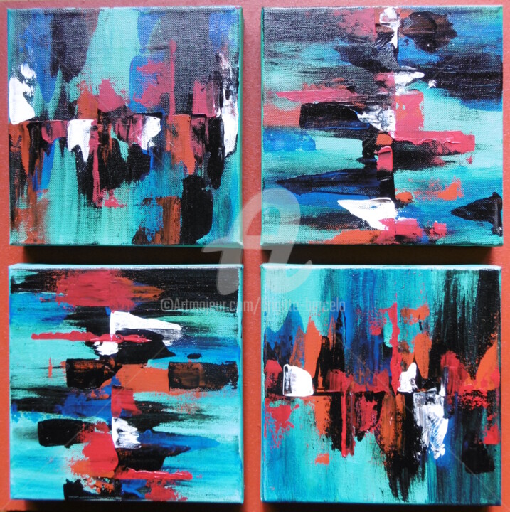 Painting titled "abstrait4" by Brigitte Barcelo, Original Artwork, Acrylic Mounted on Wood Panel