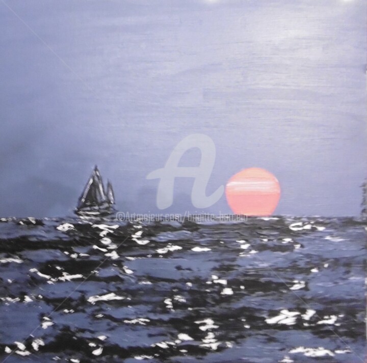 Pintura titulada "La mer de  nuit" por Brigitte Barcelo, Obra de arte original, Acrílico