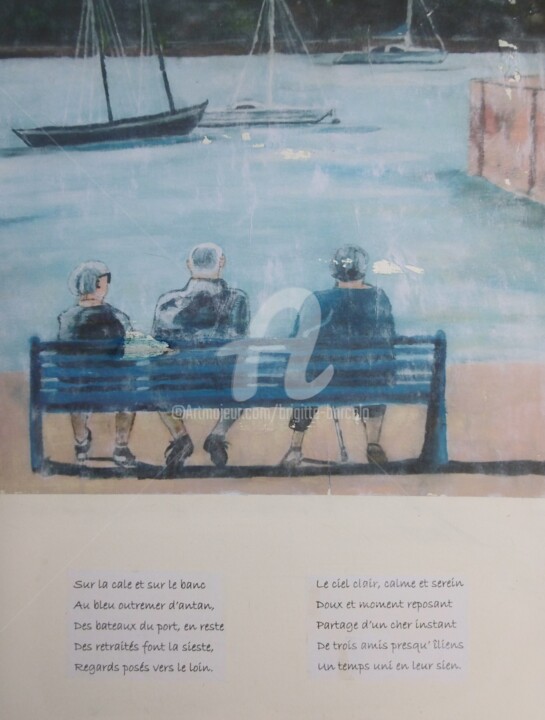 Peinture intitulée "Le banc" par Brigitte Barcelo, Œuvre d'art originale, Acrylique