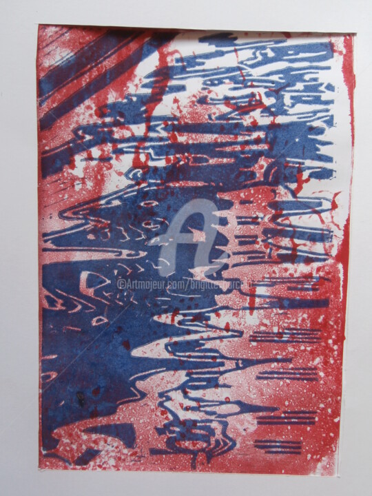 Printmaking titled "Vibrations" by Brigitte Barcelo, Original Artwork, Monotype Mounted on Cardboard