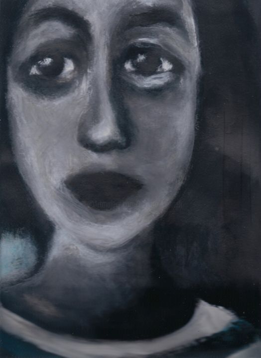 Painting titled "Portrait jeune fill…" by Brigitte Benitah, Original Artwork, Acrylic
