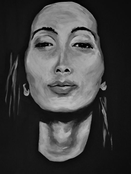 Ζωγραφική με τίτλο "portrait femme noir…" από Brigitte Benitah, Αυθεντικά έργα τέχνης, Ακρυλικό