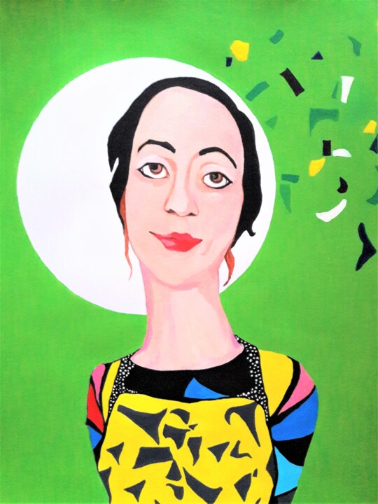 Peinture intitulée "portrait fantaisie…" par Brigitte Benitah, Œuvre d'art originale, Acrylique
