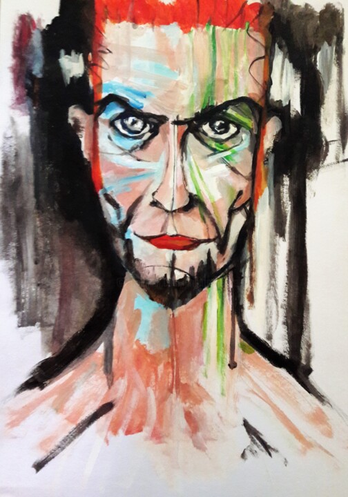 绘画 标题为“portrait Bowie - d'…” 由Brigitte Benitah, 原创艺术品, 丙烯