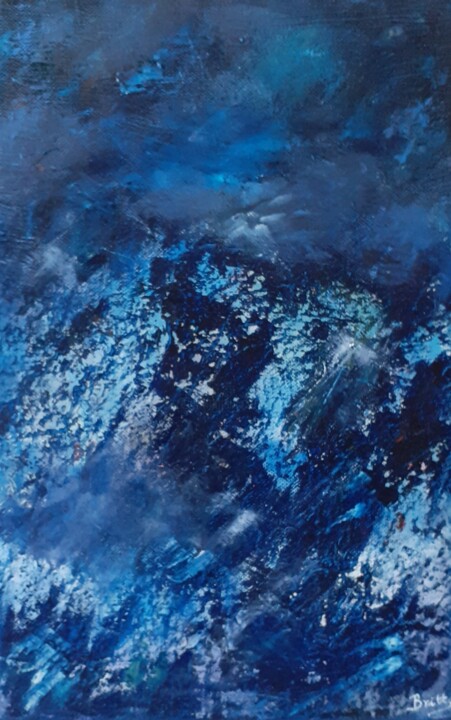 Peinture intitulée "Bleu lunaire" par Brigitte Botsen (Britt), Œuvre d'art originale, Huile Monté sur Châssis en bois