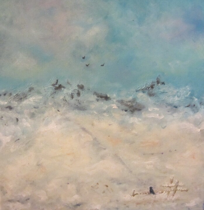 Pintura titulada "L'hiver, sous la ne…" por Brigitte Botsen (Britt), Obra de arte original, Oleo Montado en Bastidor de cami…