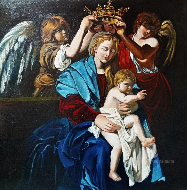 Pintura intitulada "Fragment de -Virgin…" por Brigitte Bouron, Obras de arte originais, Óleo Montado em Armação em madeira