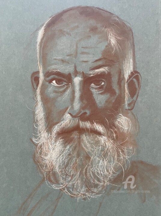 Desenho intitulada "Portrait masculin 3" por Brigitte Bouron, Obras de arte originais, Pastel