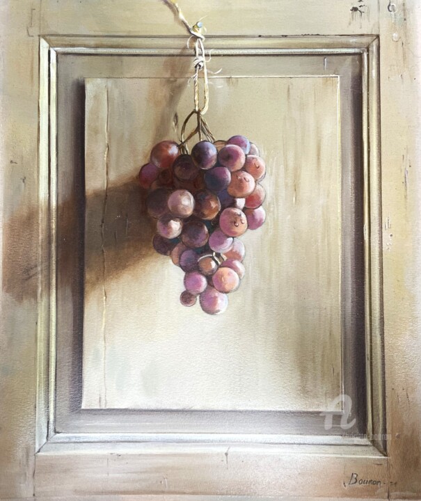 Pittura intitolato "La grappe de raisin" da Brigitte Bouron, Opera d'arte originale, Olio
