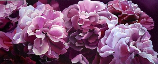 Pittura intitolato "SYMPHONIE EN ROSE" da Brigitte Bouron, Opera d'arte originale, Pastello Montato su Cartone