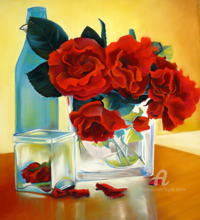 Painting titled "Roses de juin" by Brigitte Bouron, Original Artwork, Pastel