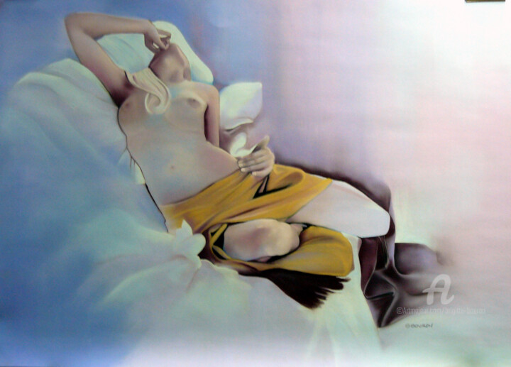 Painting titled "NU FEMININ 2" by Brigitte Bouron, Original Artwork, Oil