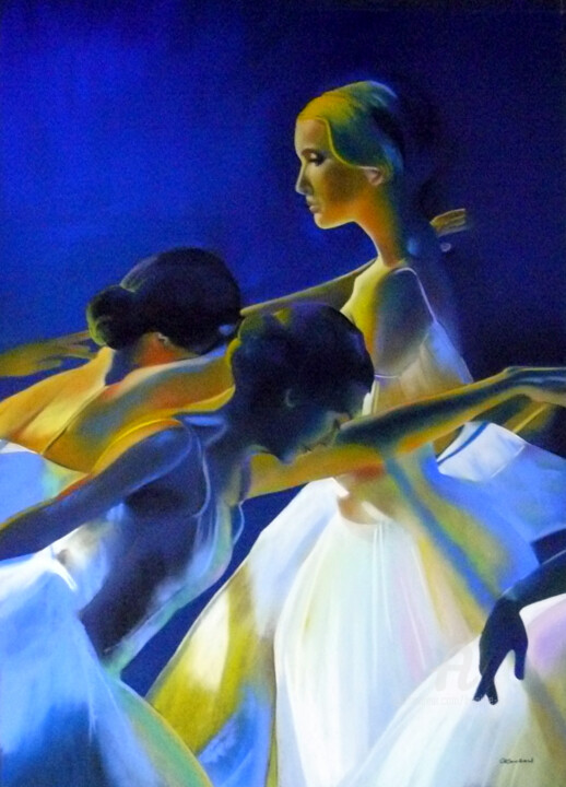 Peinture intitulée "Ballerines" par Brigitte Bouron, Œuvre d'art originale, Pastel