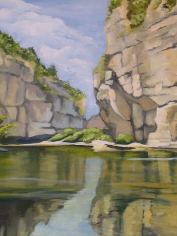 Painting titled "les gorges du tarn" by Brigitte Bouysse, Original Artwork, Oil