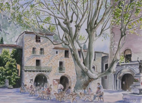 Pintura intitulada "place de st guilhem…" por Brigitte Bouysse, Obras de arte originais, Óleo