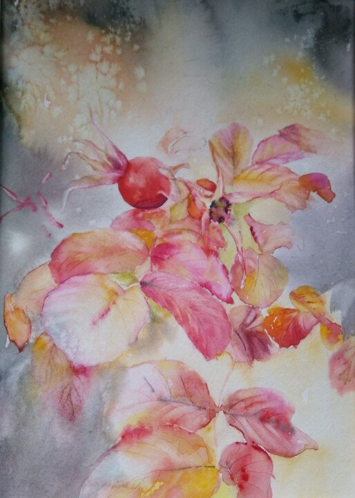Peinture intitulée "poesie d'automne" par Brigitte Chevalier, Œuvre d'art originale, Aquarelle