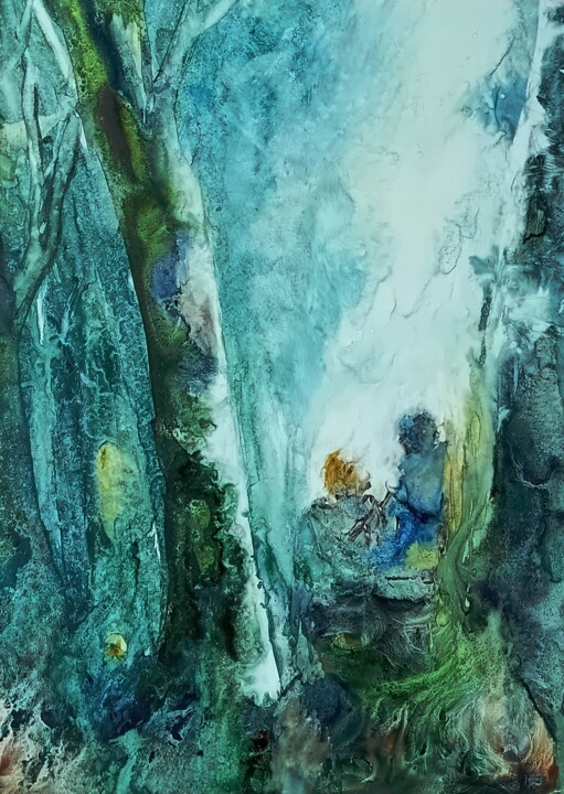 Peinture intitulée "puits de lumières" par Brigitte Chevalier, Œuvre d'art originale, Aquarelle