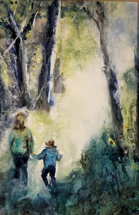 Peinture intitulée "vers la lumière" par Brigitte Chevalier, Œuvre d'art originale, Aquarelle