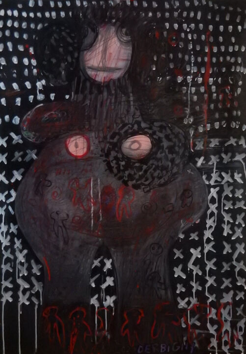 Dessin intitulée "Vénus mama" par Brigitte Derbigny, Œuvre d'art originale, Acrylique