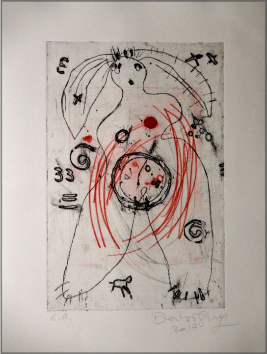 Estampas & grabados titulada "Fleur de vie" por Brigitte Derbigny, Obra de arte original, Grabado