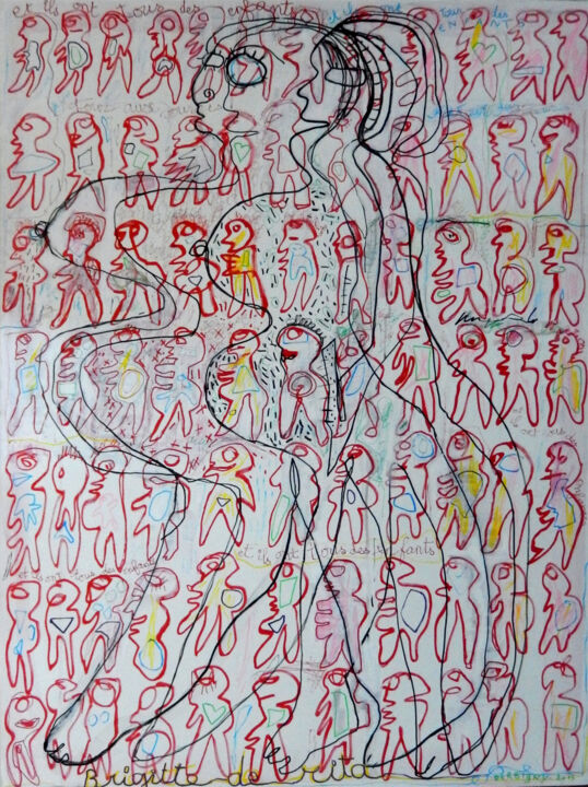 Картина под названием "et ils ont tous des…" - Brigitte Derbigny, Подлинное произведение искусства, Акрил
