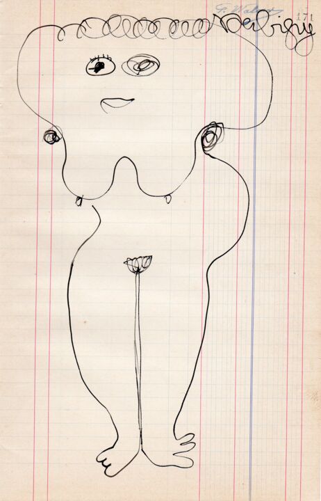 Drawing titled "Vénus sourire n°4" by Brigitte Derbigny, Original Artwork, Marker
