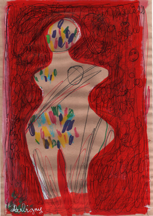 Dessin intitulée "vénus couleur n°2" par Brigitte Derbigny, Œuvre d'art originale, Acrylique